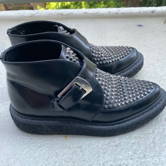 Saint Laurent Black Leather Studded Creeper - Picture 4 of 6